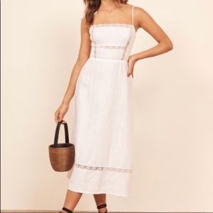 REFORMATION white Wyoming lace midi dress